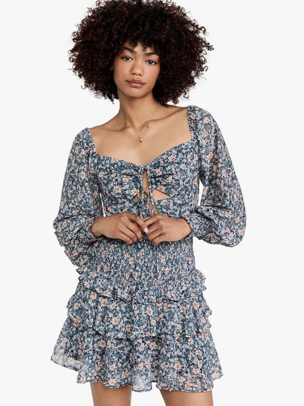 ASTR Marietta Floral Cinched Mini Dress